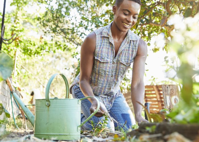 Photo of a woman doing garden weeding