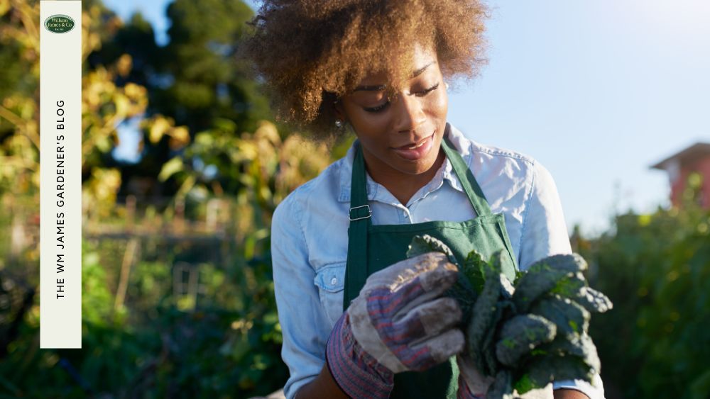 Woman inspecting vegetables